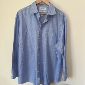 Daniel Cremieux Luxury 120’s Blue and White Pinstripe Men's Dress Shirt